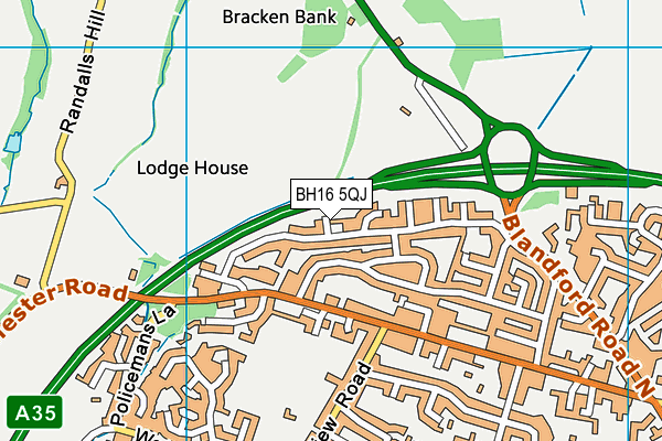 BH16 5QJ map - OS VectorMap District (Ordnance Survey) BH16 5QJ map - OS VectorMap District (Ordnance Survey)
