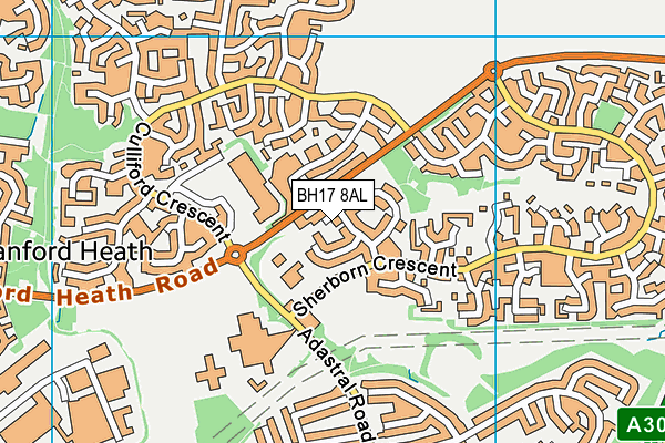 BH17 8AL map - OS VectorMap District (Ordnance Survey) BH17 8AL map - OS VectorMap District (Ordnance Survey)
