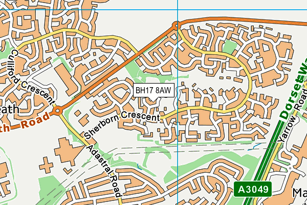 BH17 8AW map - OS VectorMap District (Ordnance Survey) BH17 8AW map - OS VectorMap District (Ordnance Survey)