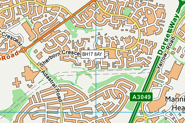 BH17 8AY map - OS VectorMap District (Ordnance Survey) BH17 8AY map - OS VectorMap District (Ordnance Survey)