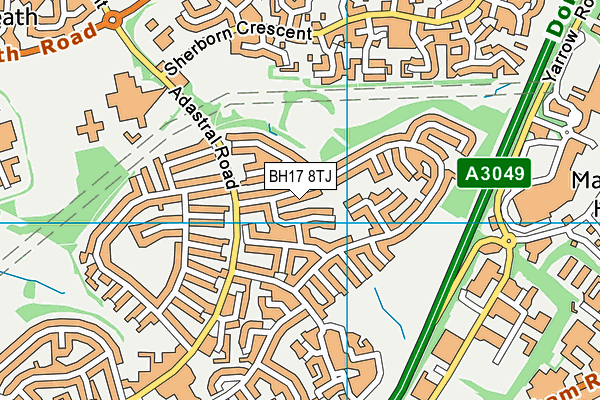 BH17 8TJ map - OS VectorMap District (Ordnance Survey) BH17 8TJ map - OS VectorMap District (Ordnance Survey)