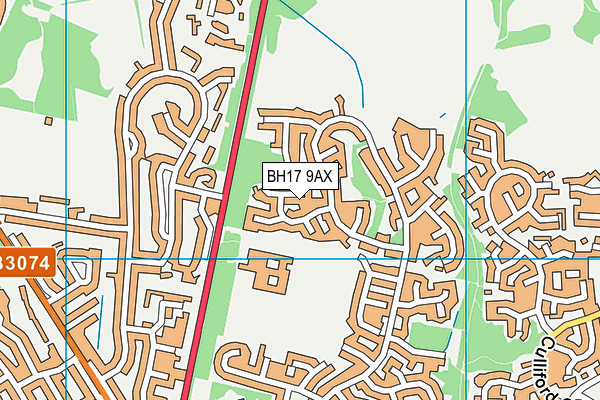 BH17 9AX map - OS VectorMap District (Ordnance Survey) BH17 9AX map - OS VectorMap District (Ordnance Survey)
