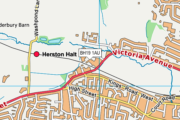 BH19 1AU map - OS VectorMap District (Ordnance Survey)