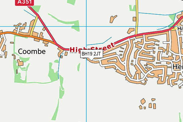 BH19 2JT map - OS VectorMap District (Ordnance Survey) BH19 2JT map - OS VectorMap District (Ordnance Survey)