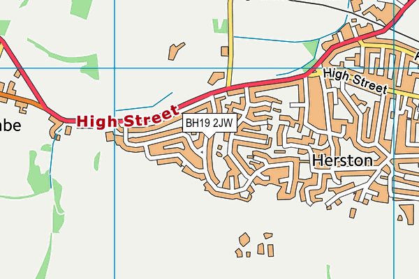 BH19 2JW map - OS VectorMap District (Ordnance Survey) BH19 2JW map - OS VectorMap District (Ordnance Survey)