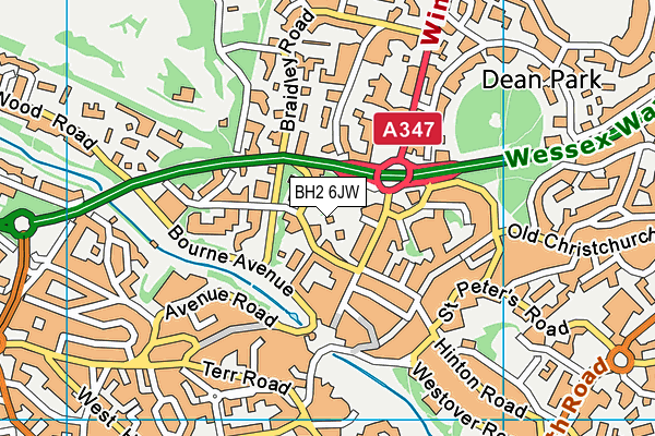 BH2 6JW map - OS VectorMap District (Ordnance Survey) BH2 6JW map - OS VectorMap District (Ordnance Survey)