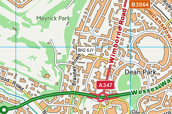BH2 6JY map - OS VectorMap District (Ordnance Survey)