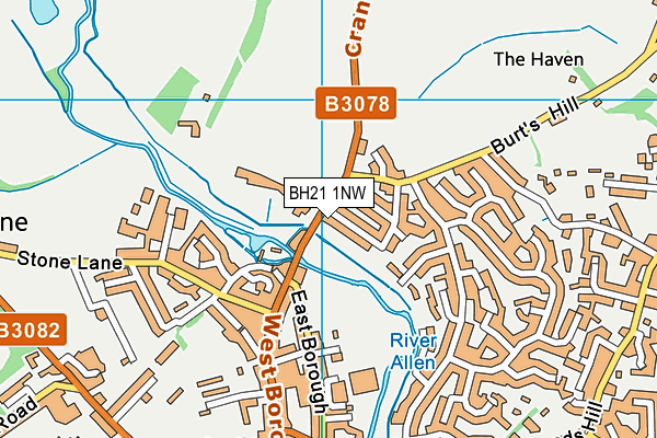BH21 1NW map - OS VectorMap District (Ordnance Survey)