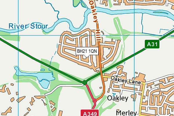 BH21 1QN map - OS VectorMap District (Ordnance Survey)