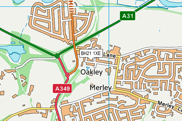 BH21 1XE map - OS VectorMap District (Ordnance Survey)