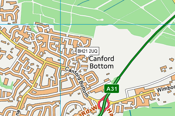 BH21 2UQ map - OS VectorMap District (Ordnance Survey)
