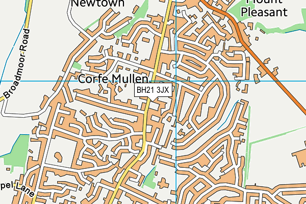 BH21 3JX map - OS VectorMap District (Ordnance Survey)