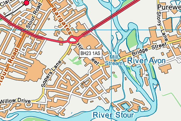 BH23 1AS map - OS VectorMap District (Ordnance Survey)