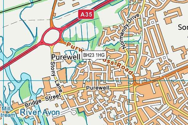 BH23 1HG map - OS VectorMap District (Ordnance Survey)