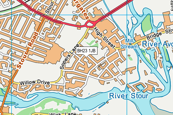 BH23 1JB map - OS VectorMap District (Ordnance Survey)
