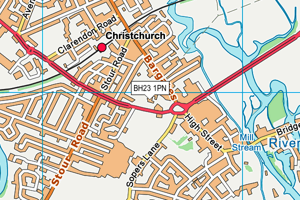 BH23 1PN map - OS VectorMap District (Ordnance Survey)