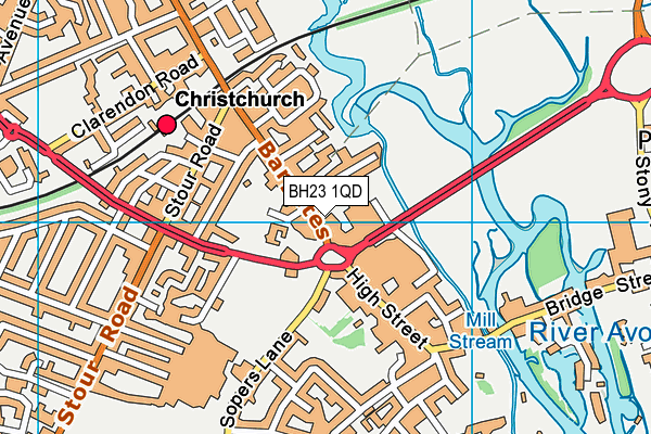 BH23 1QD map - OS VectorMap District (Ordnance Survey)