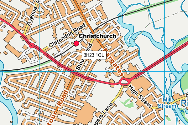 BH23 1QU map - OS VectorMap District (Ordnance Survey)