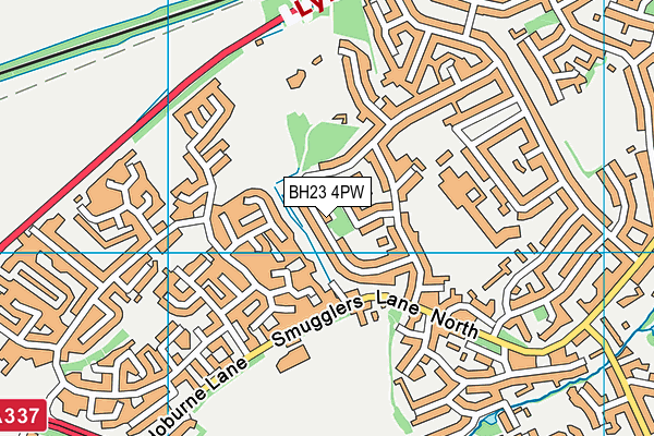 BH23 4PW map - OS VectorMap District (Ordnance Survey)