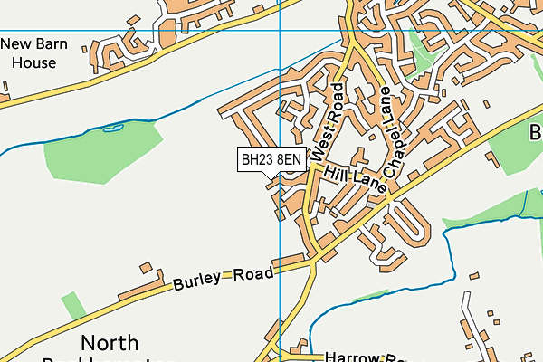BH23 8EN map - OS VectorMap District (Ordnance Survey) BH23 8EN map - OS VectorMap District (Ordnance Survey)