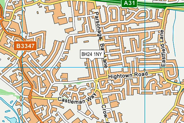 BH24 1NY map - OS VectorMap District (Ordnance Survey)