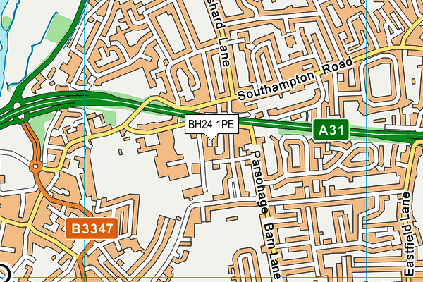 BH24 1PE map - OS VectorMap District (Ordnance Survey)