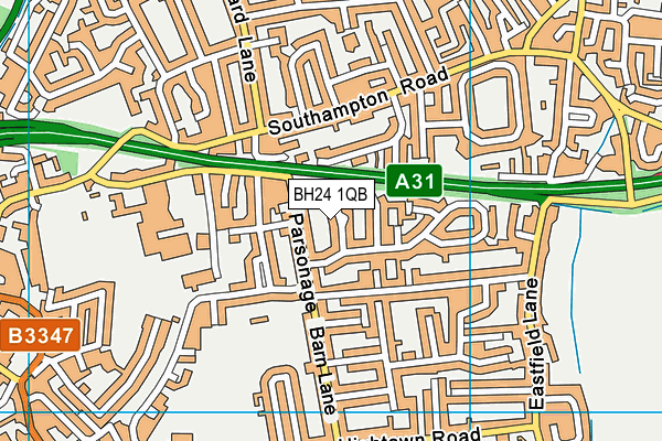 BH24 1QB map - OS VectorMap District (Ordnance Survey)