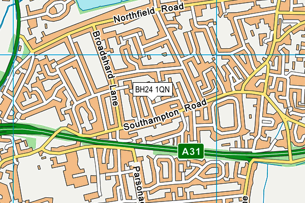 BH24 1QN map - OS VectorMap District (Ordnance Survey)