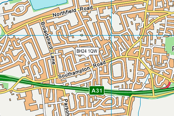 BH24 1QW map - OS VectorMap District (Ordnance Survey)