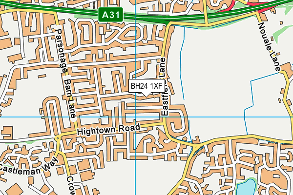 BH24 1XF map - OS VectorMap District (Ordnance Survey) BH24 1XF map - OS VectorMap District (Ordnance Survey)