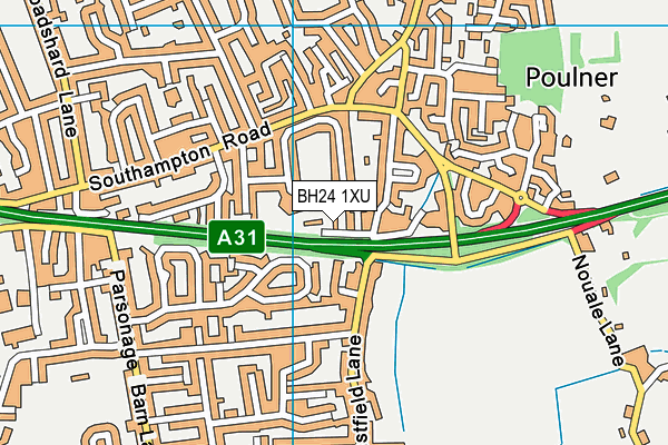 BH24 1XU map - OS VectorMap District (Ordnance Survey)