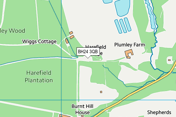 BH24 3QB map - OS VectorMap District (Ordnance Survey)