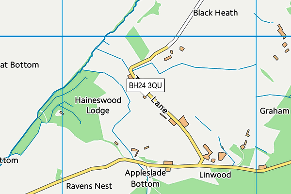 BH24 3QU map - OS VectorMap District (Ordnance Survey)
