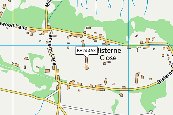 BH24 4AX map - OS VectorMap District (Ordnance Survey) BH24 4AX map - OS VectorMap District (Ordnance Survey)