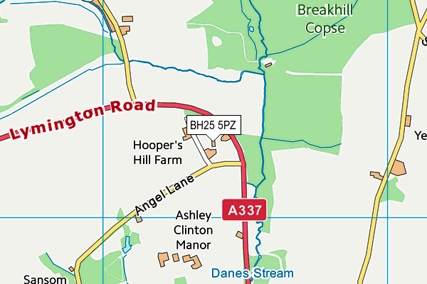 BH25 5PZ map - OS VectorMap District (Ordnance Survey) BH25 5PZ map - OS VectorMap District (Ordnance Survey)
