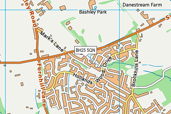 BH25 5QN map - OS VectorMap District (Ordnance Survey) BH25 5QN map - OS VectorMap District (Ordnance Survey)