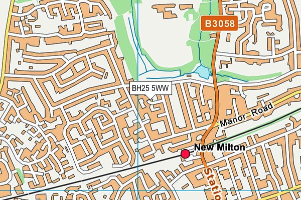 BH25 5WW map - OS VectorMap District (Ordnance Survey)