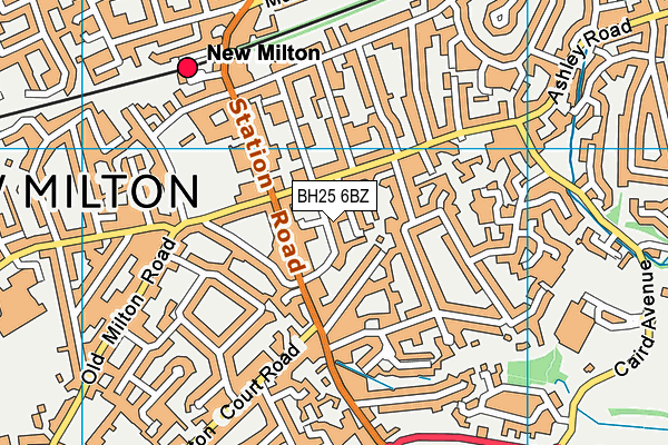 BH25 6BZ map - OS VectorMap District (Ordnance Survey)