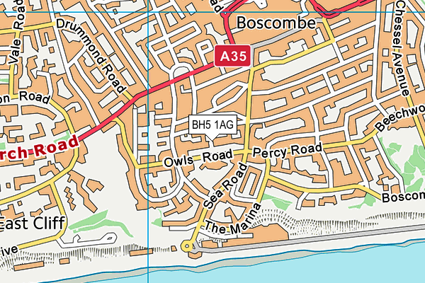 BH5 1AG map - OS VectorMap District (Ordnance Survey)