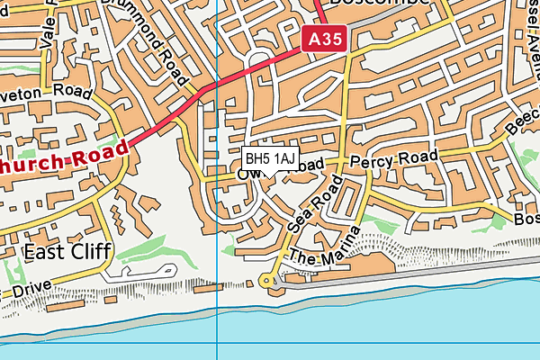BH5 1AJ map - OS VectorMap District (Ordnance Survey)