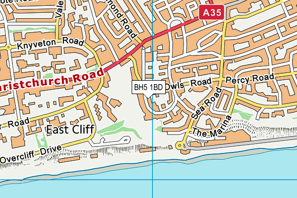 BH5 1BD map - OS VectorMap District (Ordnance Survey)