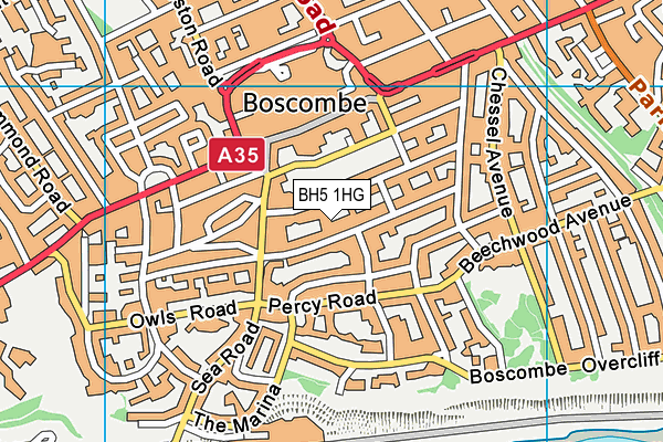 BH5 1HG map - OS VectorMap District (Ordnance Survey)