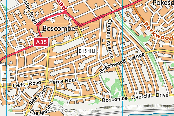 BH5 1HJ map - OS VectorMap District (Ordnance Survey) BH5 1HJ map - OS VectorMap District (Ordnance Survey)