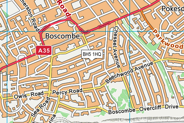BH5 1HQ map - OS VectorMap District (Ordnance Survey)