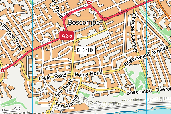 BH5 1HX map - OS VectorMap District (Ordnance Survey) BH5 1HX map - OS VectorMap District (Ordnance Survey)