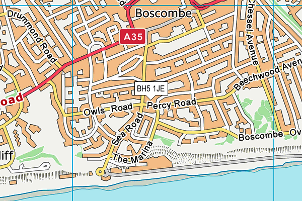 BH5 1JE map - OS VectorMap District (Ordnance Survey)
