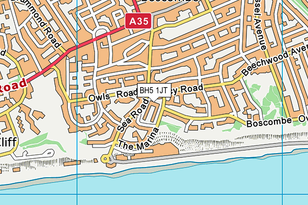 BH5 1JT map - OS VectorMap District (Ordnance Survey)