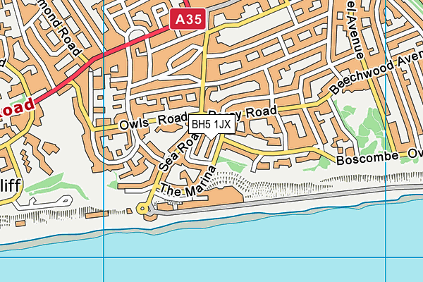 BH5 1JX map - OS VectorMap District (Ordnance Survey) BH5 1JX map - OS VectorMap District (Ordnance Survey)