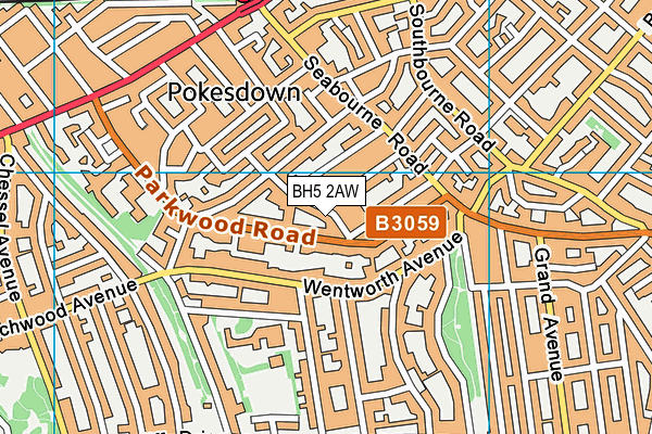 BH5 2AW map - OS VectorMap District (Ordnance Survey)