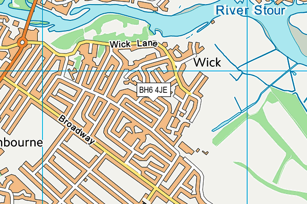 BH6 4JE map - OS VectorMap District (Ordnance Survey) BH6 4JE map - OS VectorMap District (Ordnance Survey)